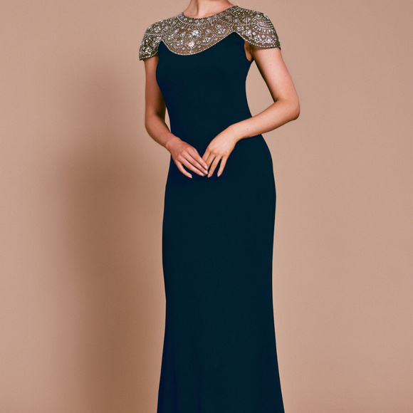 Afton Crystal Embellished crepe Gown - Picture 1 of 2